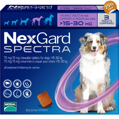 NextGard Spectra for Dogs 15-30kg | 3x Doses