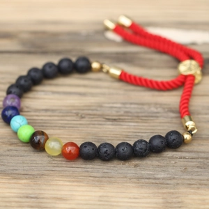 18K Gold Plated Lava Stone Chakra Gemstone Bracelet