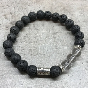 Tribal Rock Quartz Design Lava Stone Bracelet