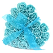 Soap Flowers Heart Box 24, Blue Roses