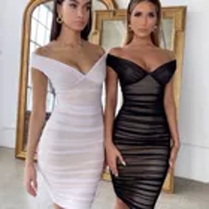 white and black bodycon dress