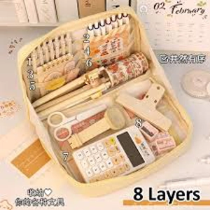 8 layerss Pencil Case for High School Freshmen's