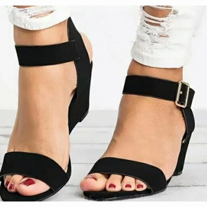 black low high heels for her