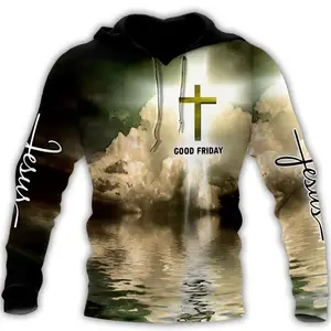 Christian Men Hoodie: With Cross And Jesus Christ