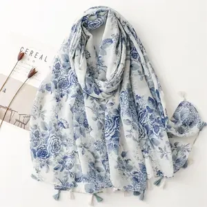 Floral Blue Scarf Keep Family And Friends Warm