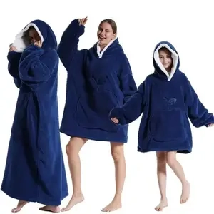 Long Soft Dark Blue Hoodie