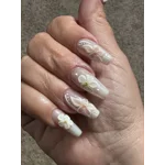 Nail Set - Opal Pink Chrome 3D Sculpted Flowers