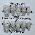Nail Set - Opal Pink Chrome 3D Sculpted Flowers