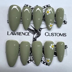 Nail Set - Sage Daisies