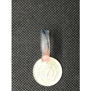 Resin Ring approx 21mm diameter with Peacock Feather in blue, pink, clear, frosted resin