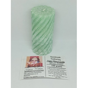 Handmade Feathering Palm Wax Tiger Lily Blossom Mystery Crystal Swirl Cylinder shaped 150 grams