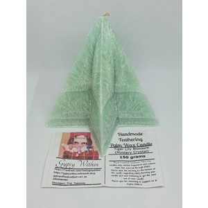Handmade Feathering Palm Wax Candle Tiger Lily Blossom Mystery Crystal 5 Point Tapered Star 150 grams