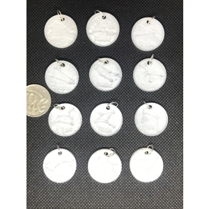 Resin zodiac star sign pendants white pearl colour
