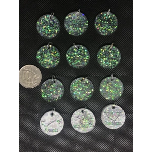 Resin zodiac star sign pendants green glitter