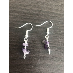 Handmade amethyst dangle pierced earrings with Shepherd ho..
