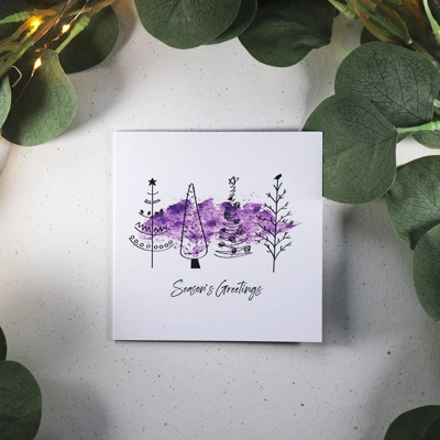 Purple Trees Season's Greetings cards