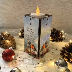Robin on Log Christmas Memorial Candle