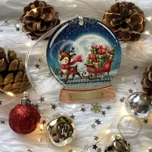 Reindeer on Roof Snowglobe Bauble