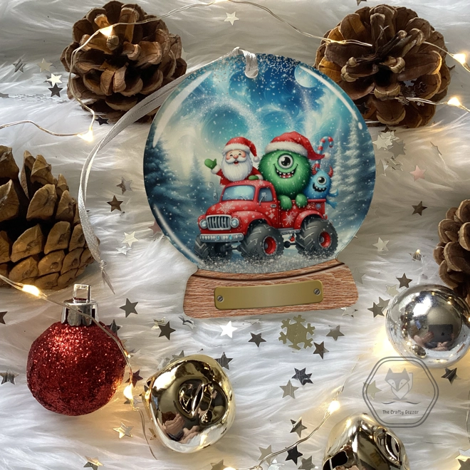 product Image for Santa Monster Truck Snowglobe Bauble
