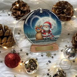 Santa on Roof Snowglobe Bauble