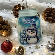 Blue Penguin Mason Jar ..