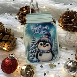 Blue Penguin Mason Jar Style Bauble