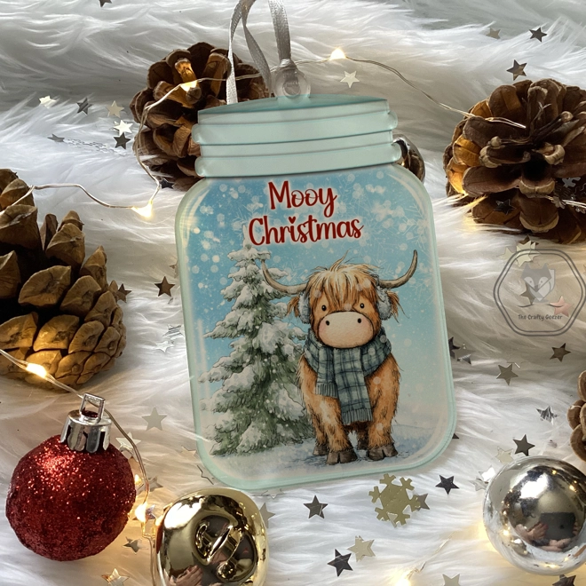 product Image for Highland Cow Mason Jar Style Bauble