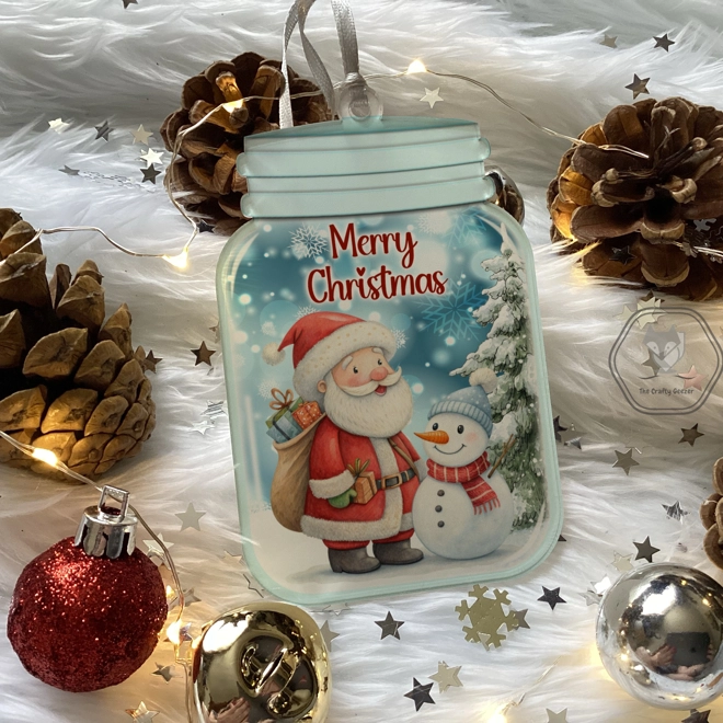 product Image for Santa & Snowman Mason Jar Style Bauble