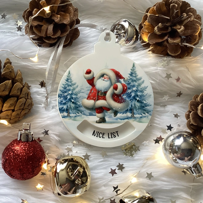 Additional Image for Rotating Santa Naughty or Nice Bauble
