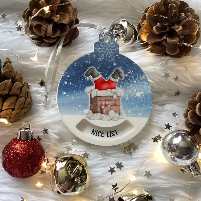 Additional Image for Rotating Santa Naughty or Nice Bauble