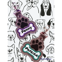 Dog paw & bone keychain