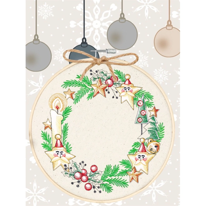 product Image for Candlelit Santa star hoop art