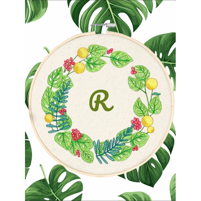 Additional Image for Tropical monstera hoop art