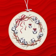 Jingle bell wreath wall hoop art