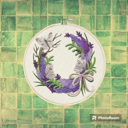 Lavender wall hoop art