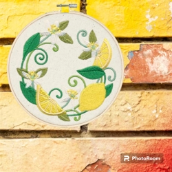 Lemon wreath wall hoop art