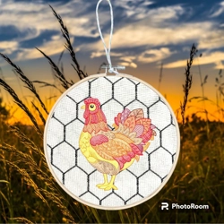 Autumn time chicken wall hoop art
