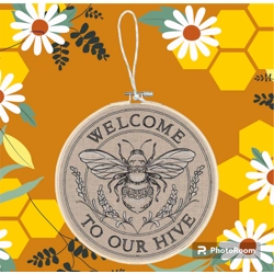 Welcome to our hive wall hoop art