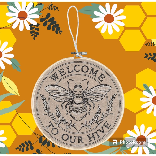 product Image for Welcome to our hive wall hoop art