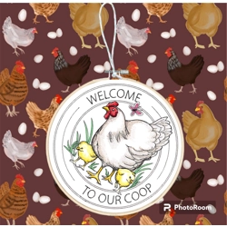 Welcom to our coop wall hoop art