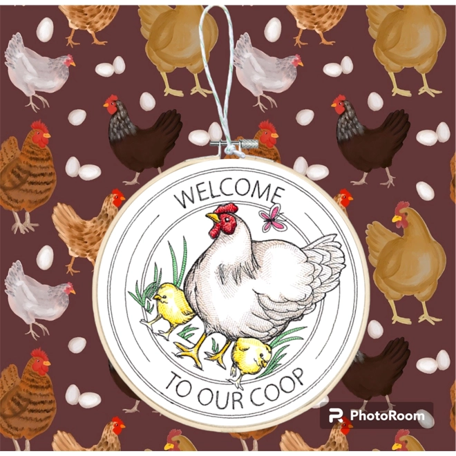 product Image for Welcom to our coop wall hoop art
