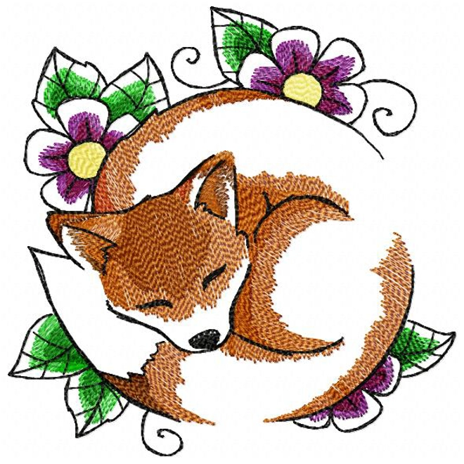 Additional Image for Soft sleepy fox wall hoop art