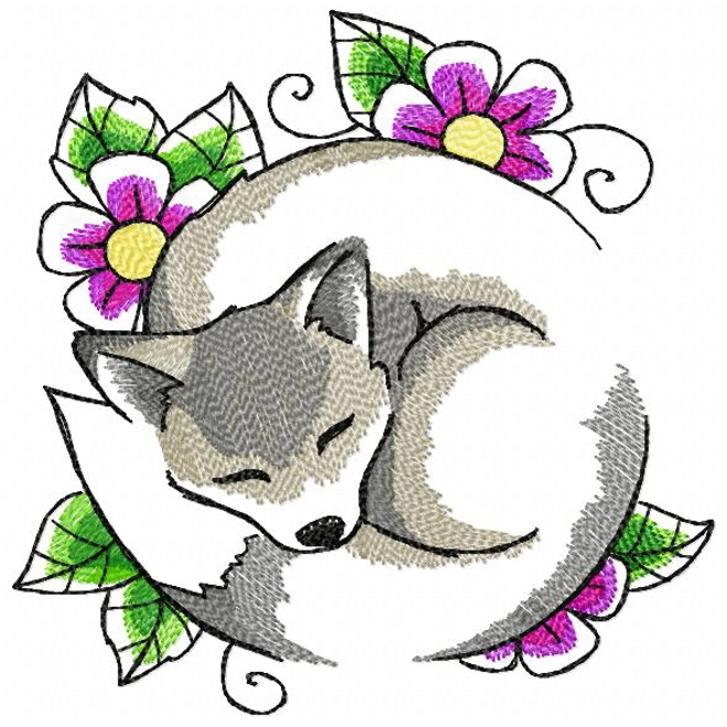 Additional Image for Soft sleepy fox wall hoop art