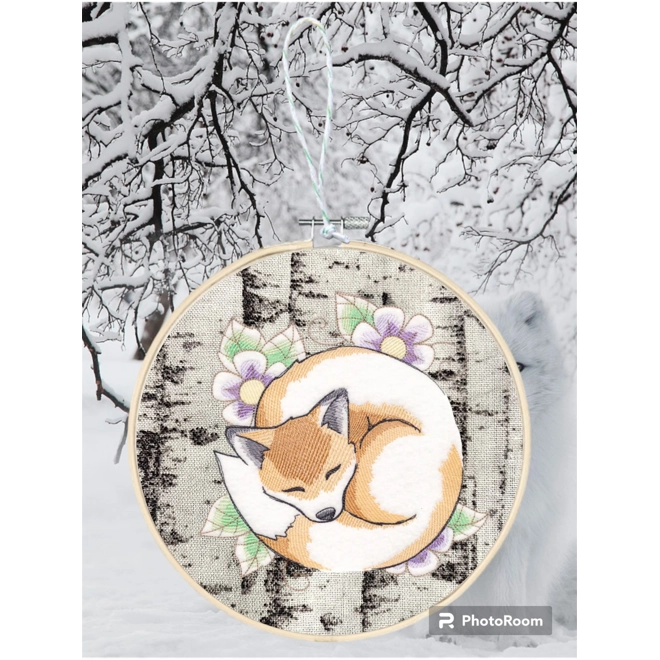 product Image for Soft sleepy fox wall hoop art