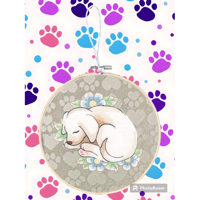 product Image for Soft sleepy puppy wall hoop art
