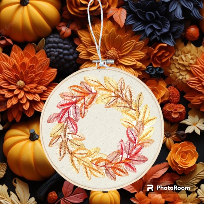 product Image for Sweet autumn leaves wall hoop art