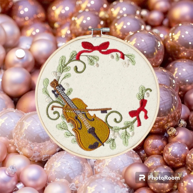 product Image for Violin wreath wall hoop art
