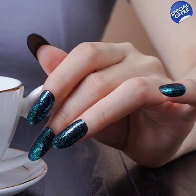 Aquamarine Shadow Flakies Semi Cured Gel Wrap