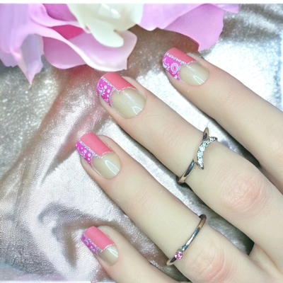 Coral/Pink Neon Paisley Tips