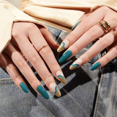 Teal Rush Semi Cured Gel Wraps